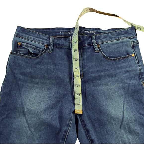 Articles Of Society Distressed Jeans Blue Black Stitch 29x25 raw hem - Picture 11 of 12